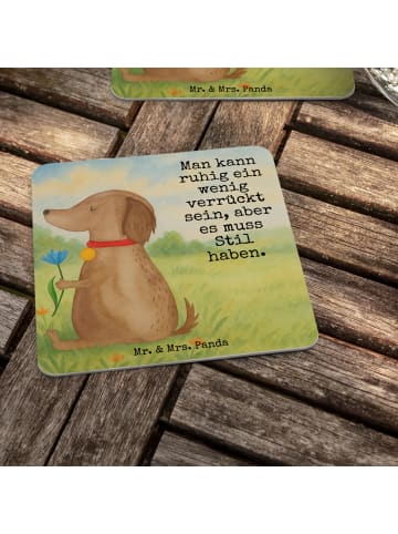 Mr. & Mrs. Panda Tassenuntersetzer Hund Blume Design mit Spruch in Weiß