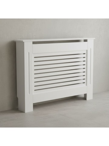 KADIMA DESIGN Heizkörperverkleidung | Weiß, 112x82x19cm, Lamellen