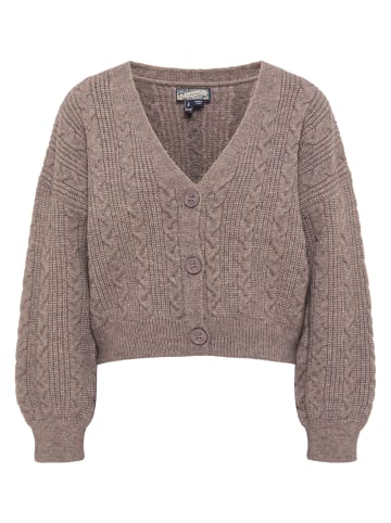 DreiMaster Damen Strickjacke in Schlammbraun Melange