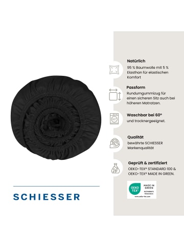 Schiesser Jersey-Elasthan-Spannbettlaken Flexi in Schwarz