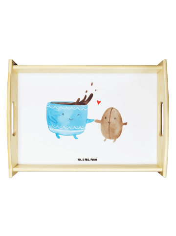 Mr. & Mrs. Panda Deko Tablett Kaffee Bohne ohne Spruch in Weiß