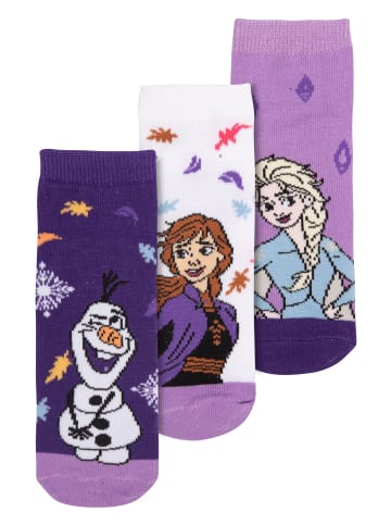 United Labels 3er Pack Disney Die Eiskönigin Socken - Frozen Sneaker Söckchen in lila