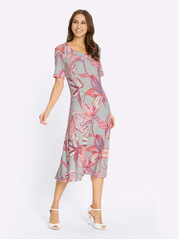 WITT WEIDEN Jersey-Kleid in hellgrau-koralle-bedruckt