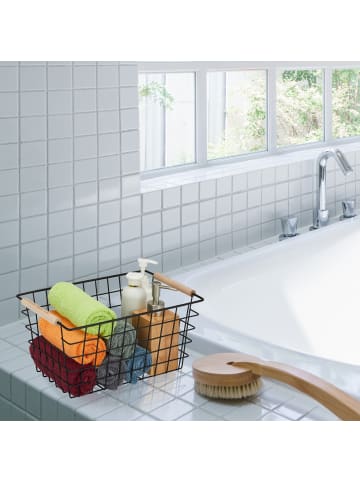 relaxdays 2 x Drahtkorb in Schwarz - (B)31x (H)16 x (T)21 cm
