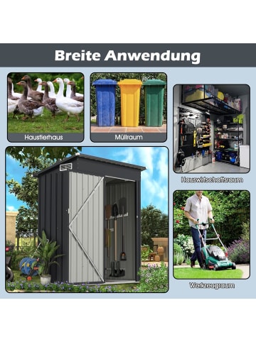 COSTWAY Gartenhaus Metall 1,88 m³ Türgröße: 72,5x159cm in Grau