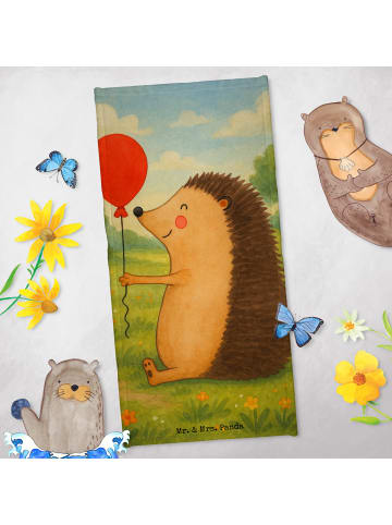 Mr. & Mrs. Panda Badehandtuch Igel Luftballon Design ohne Spruch in Gelb Pastell