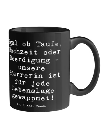 Mr. & Mrs. Panda Mug Spruch Pfarrerin Immer Da mit Spruch in Schwarz