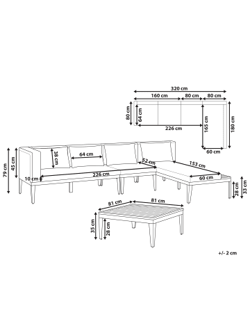 Beliani 2-tlg Sitzgruppe BRACCIANO in Beige/Schwarz/Braun