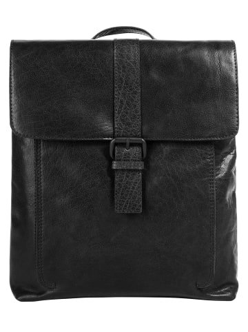 SPIKES & SPARROW Rucksack echt Leder in schwarz