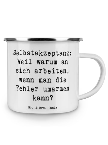 Mr. & Mrs. Panda Camping Emaille Tasse Spruch Selbstakzeptanz Um... in Weiß