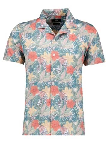 Ragman Softknit-Hemd mit Tropical-Print, kurzarm in Mehrfarbig