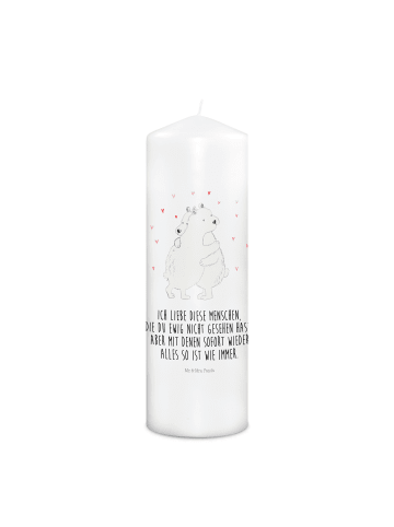 Mr. & Mrs. Panda Weihnachtskerze Eisbär Umarmen mit Spruch in Weiß