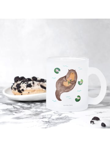 Mr. & Mrs. Panda Glastasse Otter Seerose ohne Spruch in Transparent