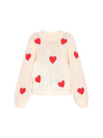 myMo Women Sweater in offwhite red