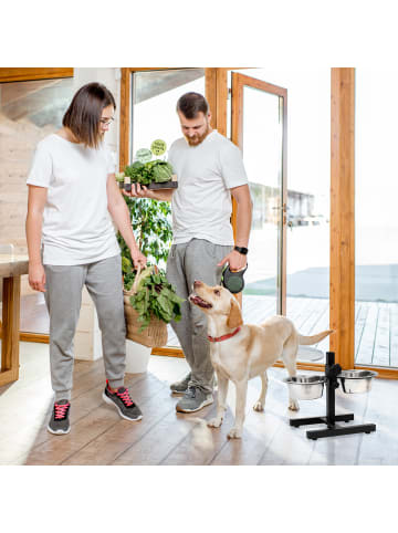 relaxdays Hunde-Futterstation in Silber - 2x 0,8 l