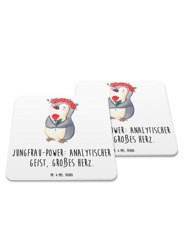 Mr. & Mrs. Panda Coaster Jungfrau Astrologie mit Spruch in Weiß
