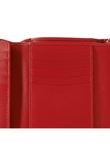 Braun Büffel Geldbörse, 15Cs, Kalbleder Krokodesign rot in rot