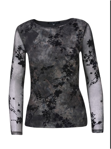 KOROSHI Langarm T-Shirt Damen Tüll in SCHWARZ