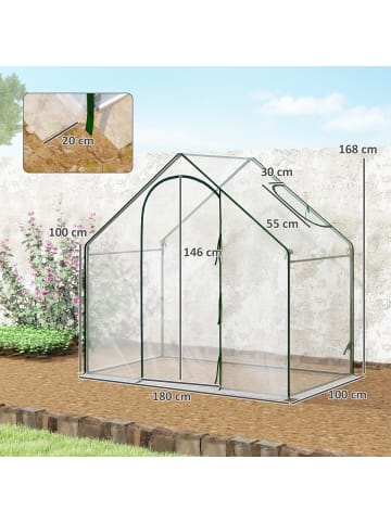 Outsunny Foliengewächshaus 180L x 100B x 168H cm Transparent+Dunkelgrün