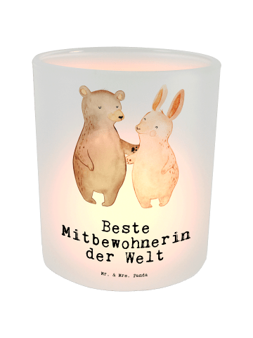 Mr. & Mrs. Panda Glas Windlicht Hase Beste Mitbewohnerin der Wel... in Transparent