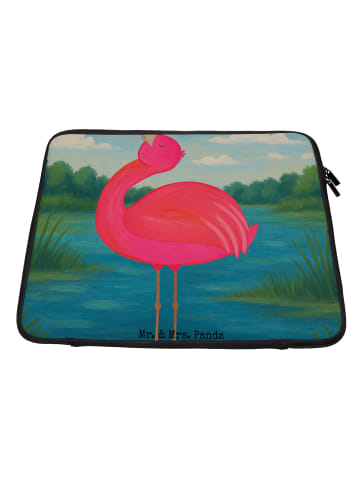 Mr. & Mrs. Panda Laptop Tasche Flamingo Stolz Design ohne Spruch in Weiß