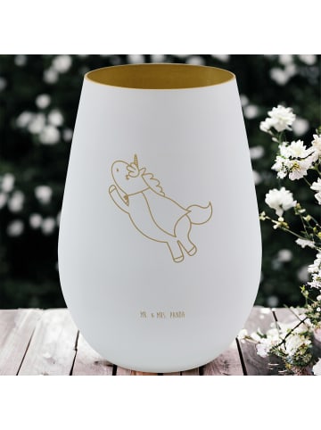 Mr. & Mrs. Panda Gold Windlicht Einhorn Geburtstag mit Spruch in Weiß