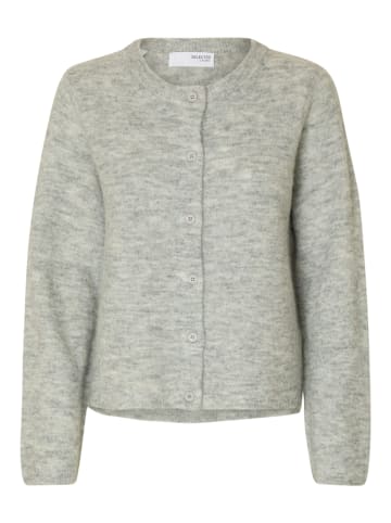 SELECTED FEMME Langarm Strickjacke mit Knopfleiste in Light Grey Melange