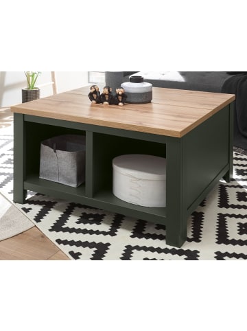 Furn.Design Couchtisch grün, Wotan Eiche Landhaus, Beistelltisch quadratisch mit Truhe