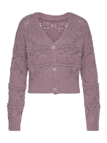 Vivance Ajourstrickjacke in mauve