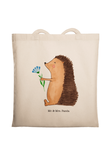 Mr. & Mrs. Panda Einkaufstasche Igel Blumen ohne Spruch in Creme
