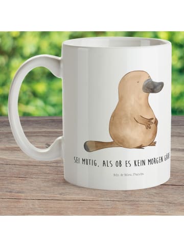 Mr. & Mrs. Panda Plastikbecher Schnabeltier Mut mit Spruch in Weiß