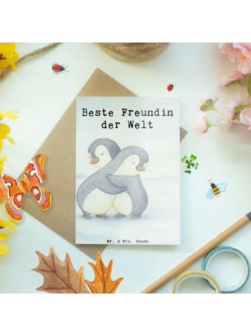 Mr. & Mrs. Panda Klappkarte Pinguin Beste Freundin der Welt Desi... in Weiß