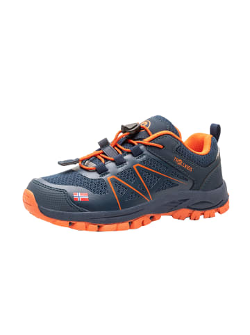 Trollkids Wanderschuh Hiker Low "Sandefjord" in Mystik Blau / Orange