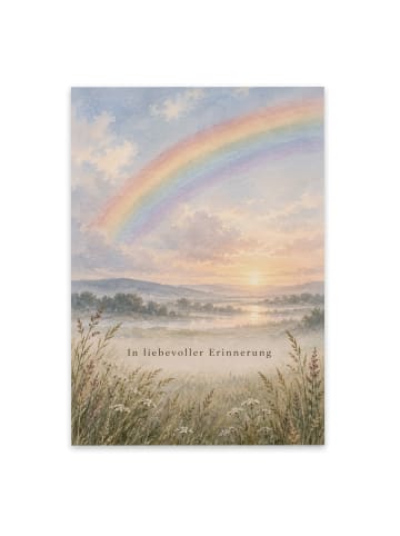 Trauerspruchkarte Regenbogen würdevoll Design m... in Weiß