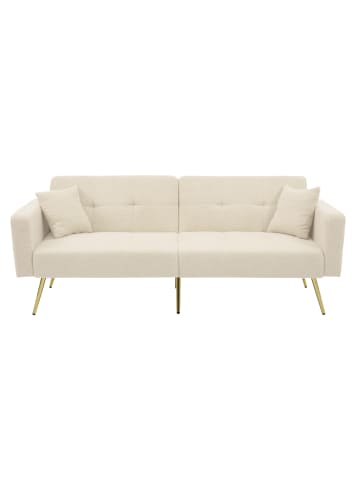 ABRIHOME 2 Sitzer Sofa in Beige mit Bettfunktion goldenen Beinen und Seitentaschen  