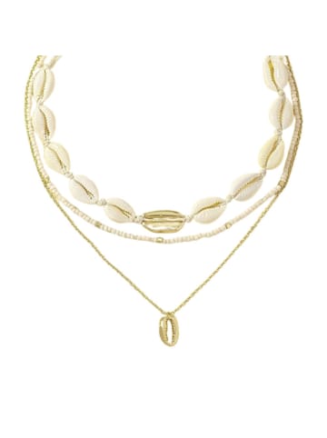 Bungsa Kette in Gold, Perlmutt, Weiss