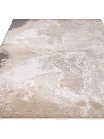 KADIMA DESIGN Teppich Hochglanz, Abstrakt Marmor, Gold-Grau-Beige, Designerteppich