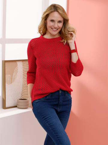 Sieh an! Ajour-Pullover in erdbeere