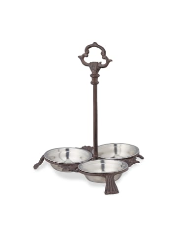 relaxdays 4 x Napf "3-fach" in Dunkelbraun