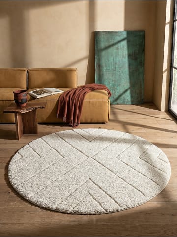 KADIMA DESIGN Rundteppich Berber weich wohnlich Wohnzimmer Schlafzimmer gemütlich in Creme