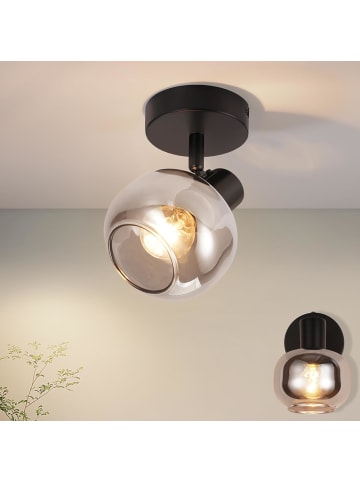 ZMH Deckenleuchte in Rauchgrau 1-flammige E14 Vintage Glas Deckenspot