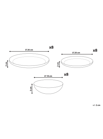 Beliani 24-tlg Tafelservice HOPS in Rot