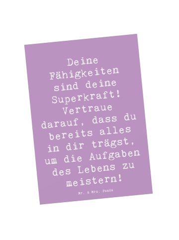 Mr. & Mrs. Panda Postkarte Spruch Vertrauen in Fähigkeiten mit S... in Lavendeltraum