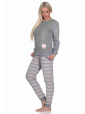 NORMANN Frottee Schlafanzug Bündchen - 77704 in grau