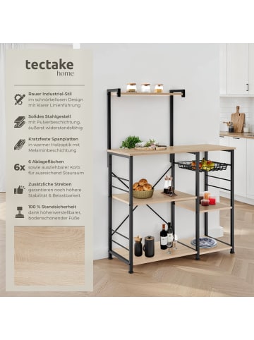 tectake Küchenregal Crawley 90 x 40 x 131,5 cm, Industrial Holz hell, Eiche Sonoma