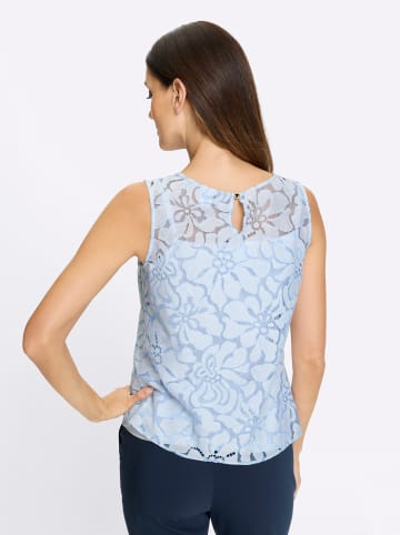 Heine Blusentop in eisblau-ecru-gemustert