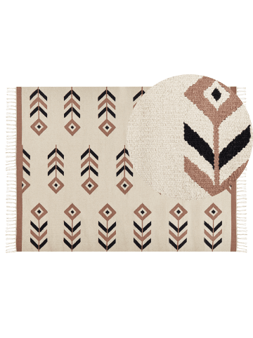 Beliani Kelim NIAVAN in Beige/Schwarz - (W) 140 x (L) 200 cm