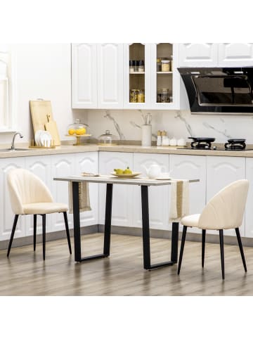 HOMCOM Esszimmerstuhl-52B x 54T x 79H cm-Cremeweiß