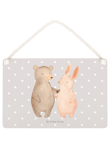 Mr. & Mrs. Panda Schild Bär und Hase Umarmen ohne Spruch in Grau Pastell