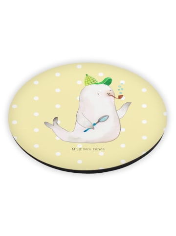 Mr. & Mrs. Panda Rund Magnet Robbe Sherlock ohne Spruch in Gelb Pastell